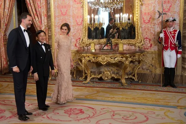 Prince Felipe and Princess Letizia give a dinner for Crown Prince Naruhito at the Royal Palace in Madrid