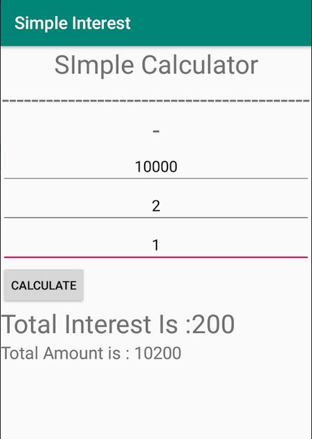 Calculate Simple Interest in Android App ~ Computer Languages (clcoding)