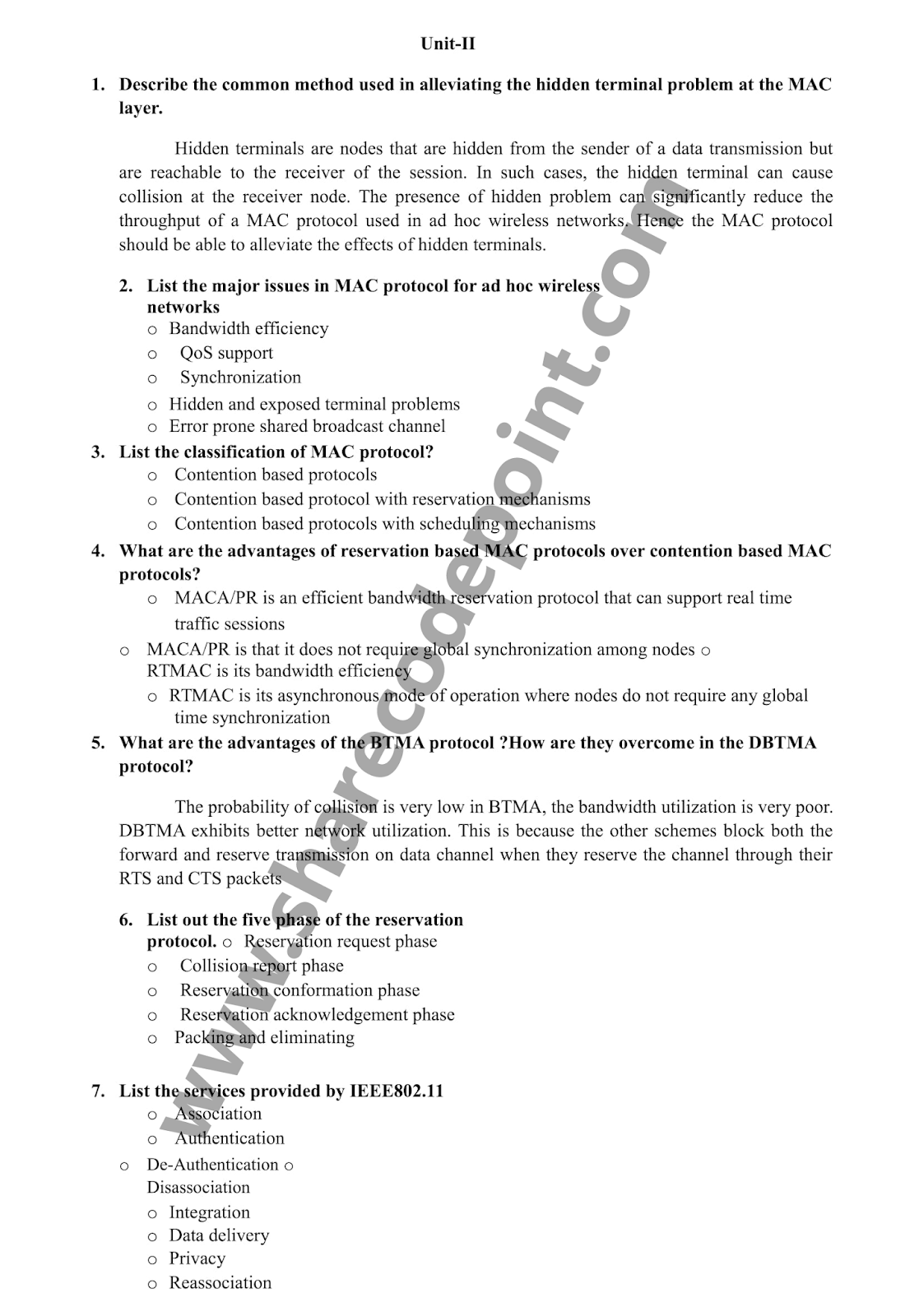 ECE331 Adhoc nd Sensor Networks Important Questions With Answer of
