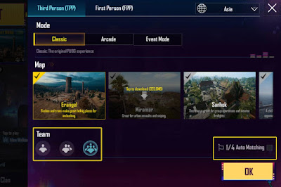 setting pubg mobile solo vs squad