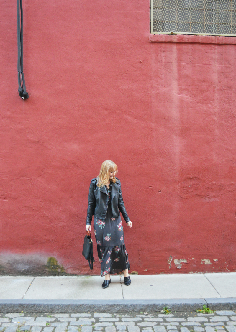 Leather Jacket and Maxi Dress | Organized Mess