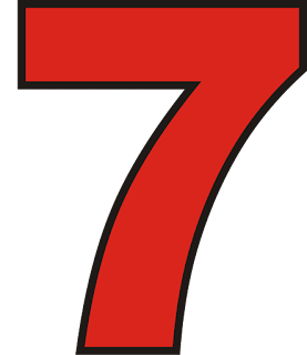 número 7 rojo, números rojos, números para decorar primaria