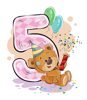 Números con Osito Cumpleañero. Numbers with Birthday Bear.