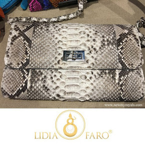 Queen Letizia carried Lidia Faro python clutch