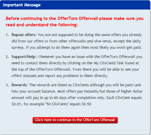 Read terms and conditions to continue | Clixoffers Ysense terms for completing offers