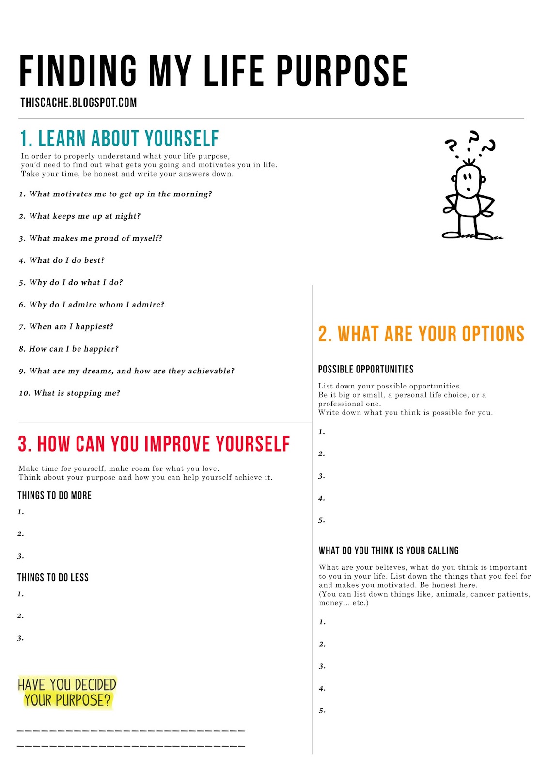 Finding Purpose Worksheets