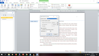 Pilih format page number romawi dan start at i Pilih format page number romawi dan start at i