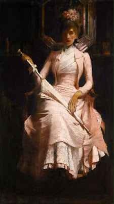 James Jebusa Shannon (1862-1923) - Шелковое розовое платье