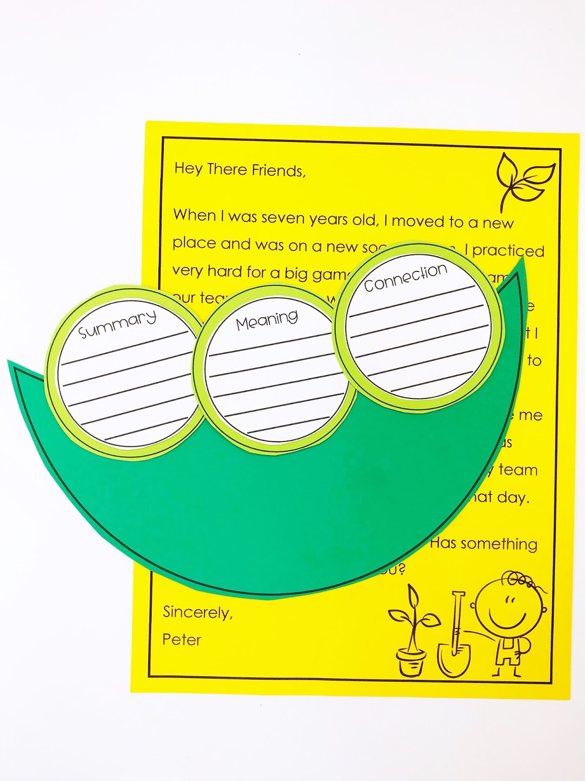 A pea pod craftivity and letter