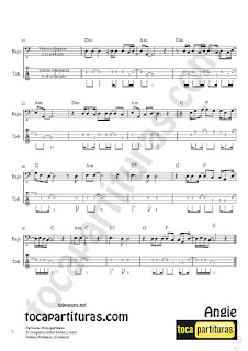 2  Tablatura para bajo eléctrico Angie The Rolling Stones Tabs bass sheet music
