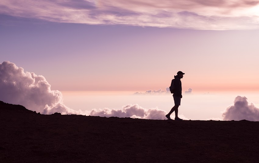 Walkingman Silhouette And Purple Sky Walkingman Silhouette And Purple Sky