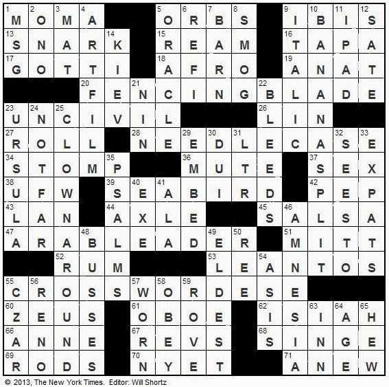 The New York Times Crossword in Gothic 02.25.14 — Crossword E's