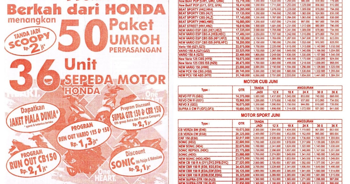 Brosur Kredit Motor Honda Adira Finance 2017