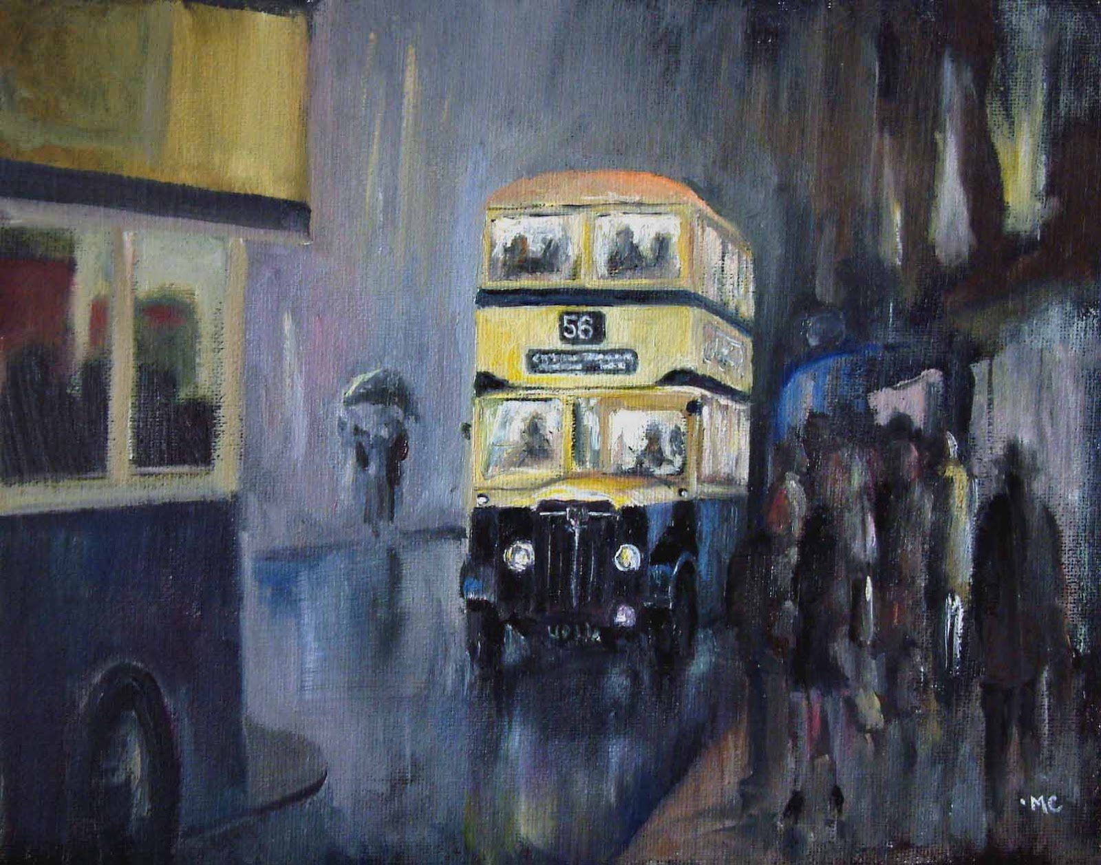 Carmarthen Artist Painting of Bus Union Street Birmingham