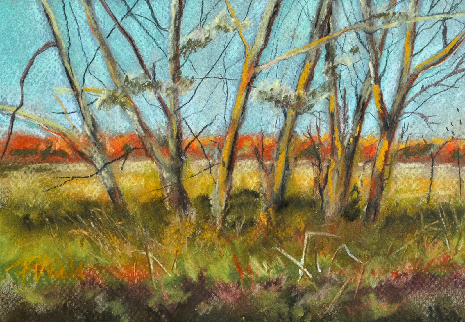 A Pastel Painting of Trees