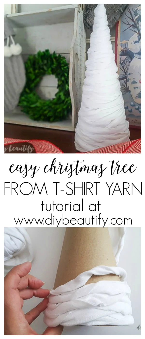 DIY Christmas tree from t-shirt yarn
