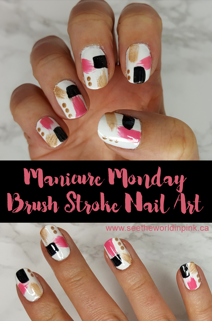 Manicure Monday Abstract Brush Stroke Nail Art See the World in PINK
