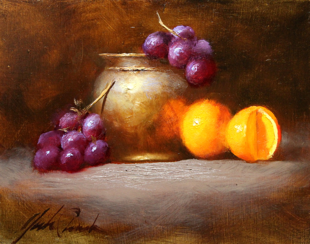 JustinClementsDailyPaintings "Still Life with Oranges and Grapes"