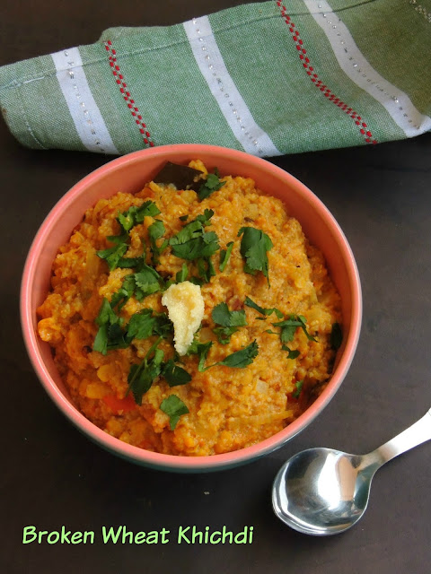 Broken Wheat Khichdi, Wheat Rava Dal Khichdi