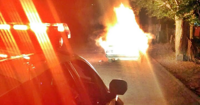 Em Nova Cantu, veículo fica destruído pelo fogo