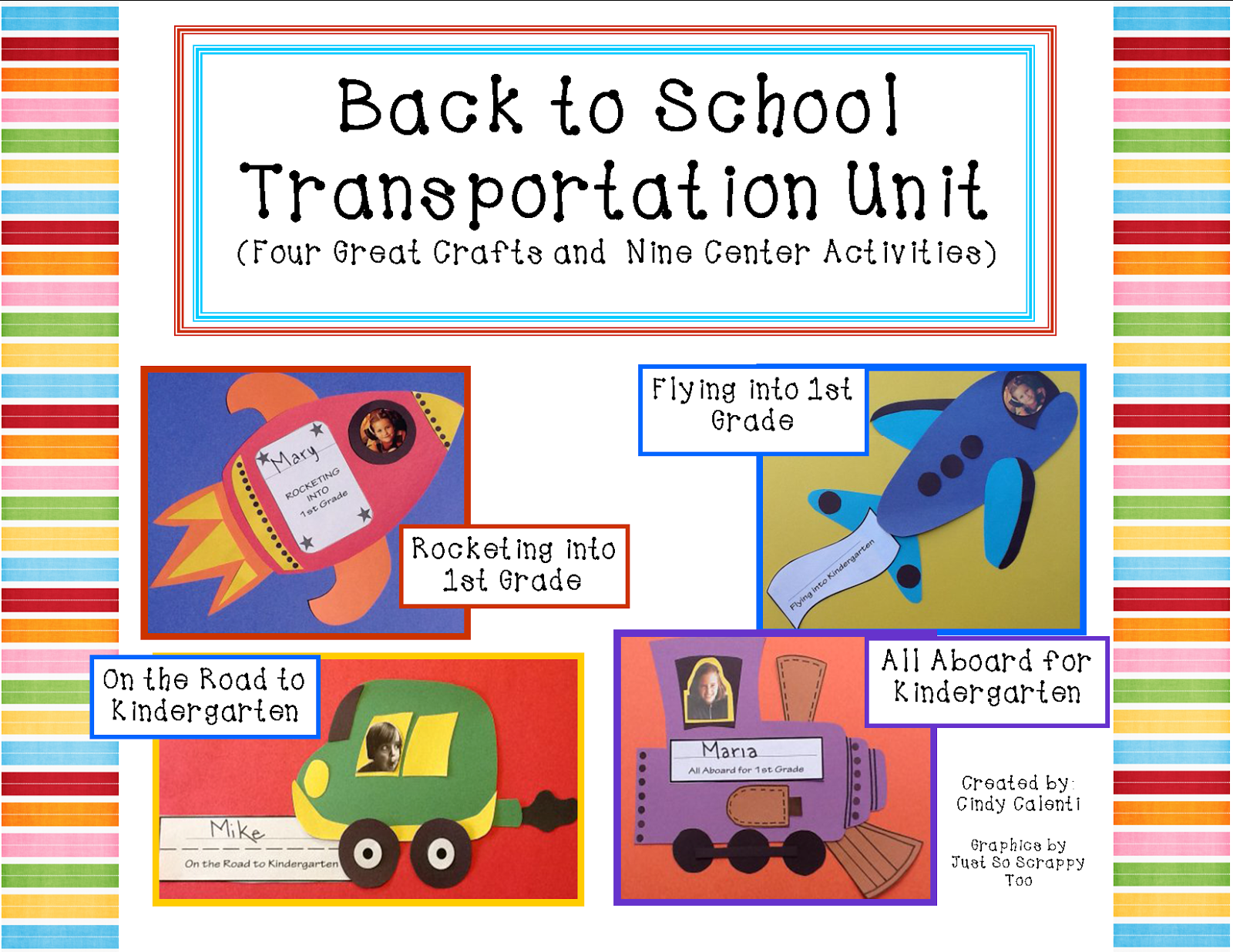 http://www.teacherspayteachers.com/Product/Back-to-School-Four-Transportation-Crafts-and-Nine-Literacy-Centers-794919