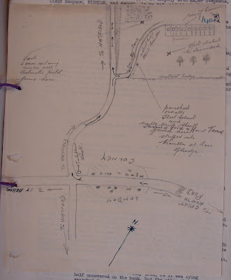 MI5 sketch map showing location of Richter's landing site and equipment stashes. (National Archives - KV 2/30) MI5 sketch map showing location of Richter's landing site and equipment stashes. (National Archives - KV 2/30)