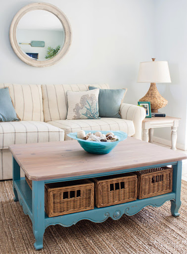 Cozy Florida Beach Condo Living Room Design With Neutrals Blues