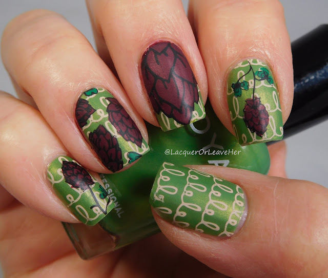 UberChic Beauty 26-01 over Zoya Midori, stamped with Messy Mansion polishes