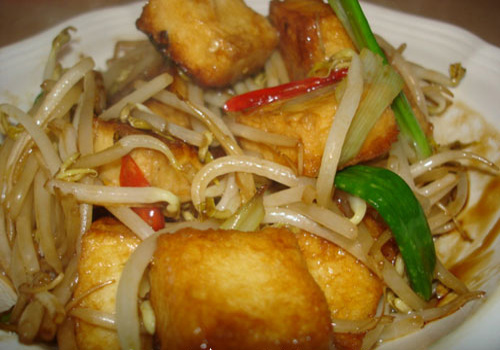 Easy vegetable stir fried recipe - stir fried bean sprout with tofu