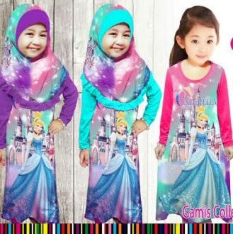 25 Model  Baju  Muslim Frozen  Untuk Anak Perempuan 2019 