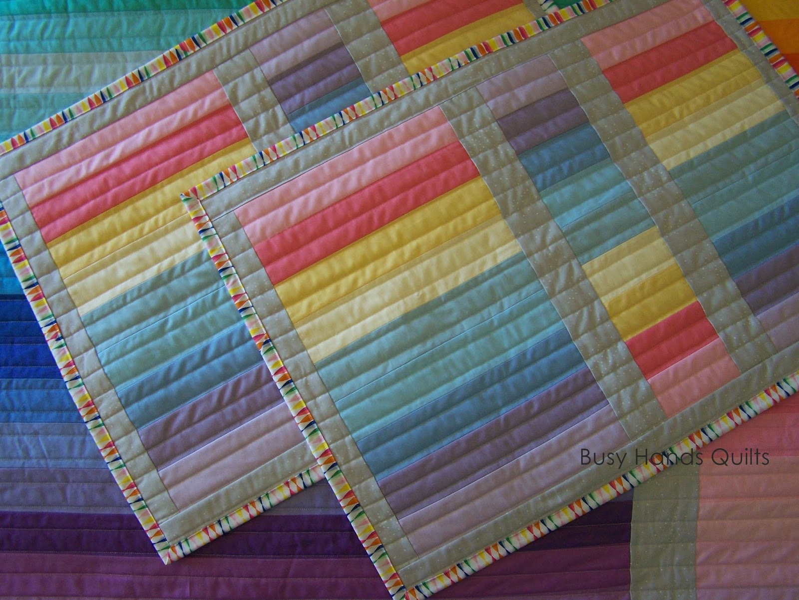 Busy Hands Quilts Custom Queen Rainbow Strip N Flip Quilt Finished