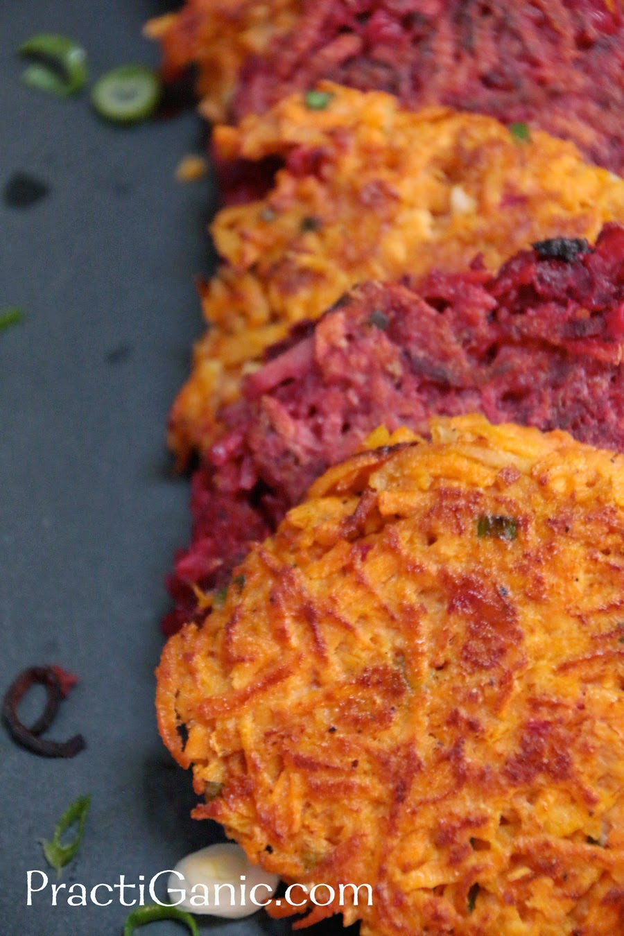 Root Vegetable Potato Pancakes with Yogurt Dip PractiGanic