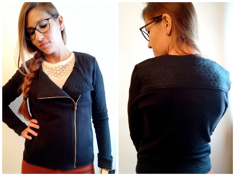 Chaqueta negra Marie Sixtine con cremallera lateral y brillo paris box