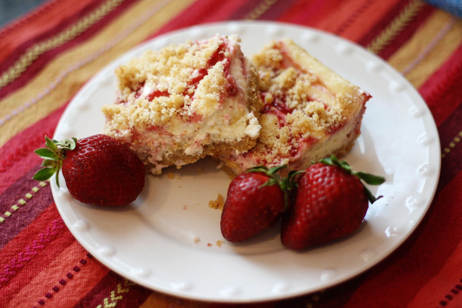 A Dash of Simple Strawberry Cheesecake Squares