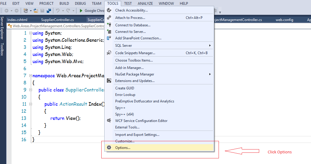 Change font and size in visual studio