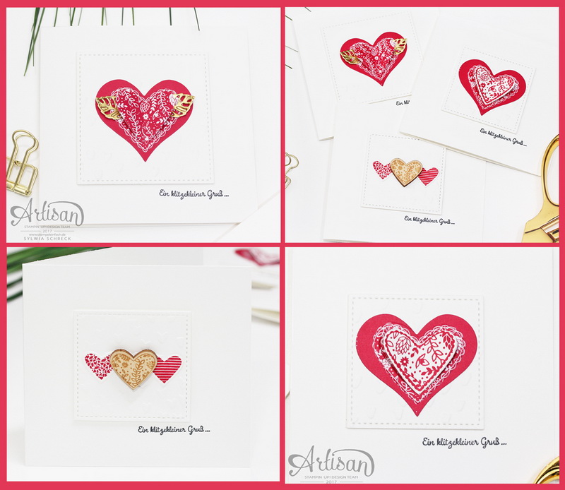 Mini Karten mit Herzen zum Valentinstag mit Stampin up