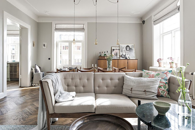 Swedish apartment with rustic and vintage details