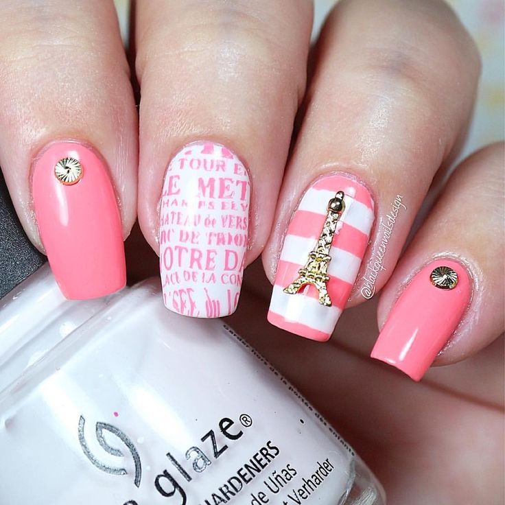 Paris Inspired Nail Art Ideas Fall In Love Paris Themed Charm Nail Art