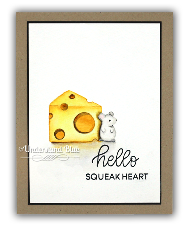 No-line watercolor mouse & cheese card by Understand Blue No-line watercolor mouse & cheese card by Understand Blue