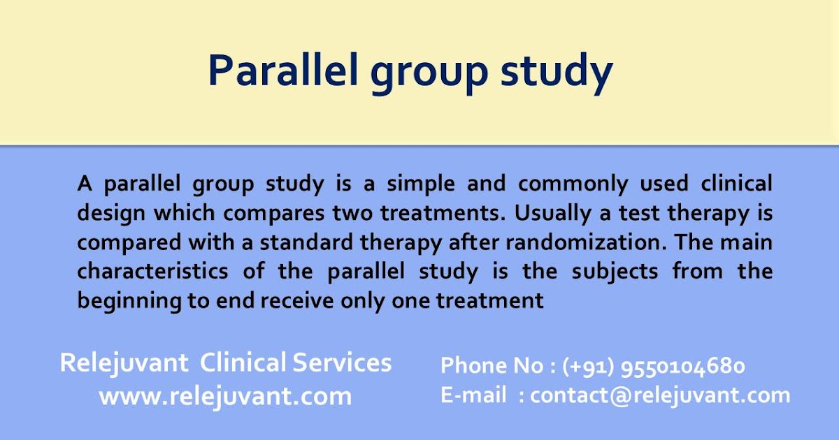 Parallel group study | Relejuvant Clinical Services