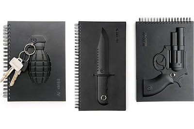Diseño de libretas granada de mano, cuchillo y libreta
