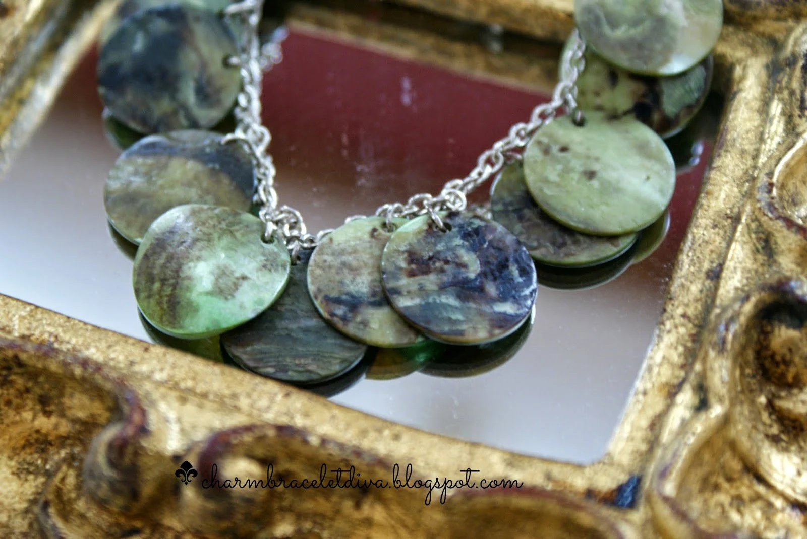 green mother of pearl shell necklace