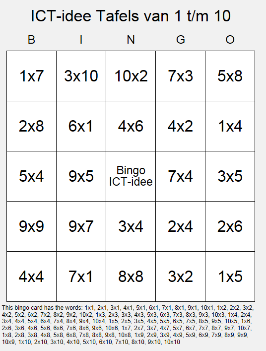 Uitgelezene ICT-idee: 76. Maak je eigen (educatieve) bingokaarten. ZA-35