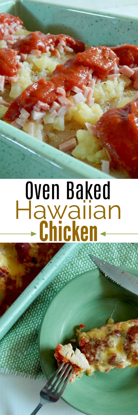 Oven Baked Hawaiian Chicken...super simple and very tasty! All the flavors of Hawaiian pizza on chicken!  Lower carb, high protein, delicious dinner. (sweetandsavoryfood.com)