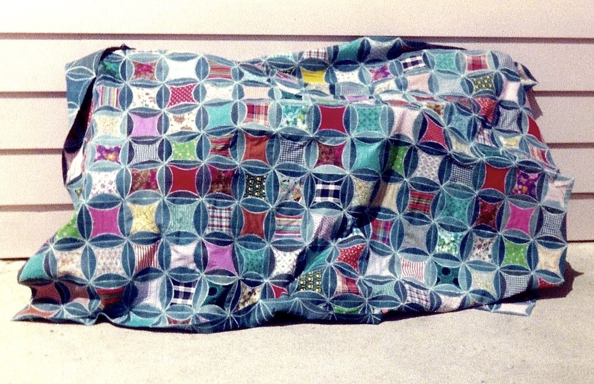 Vintage Quilt Denim Cathedral Window