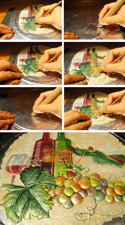 repujado aluminio decoupage servilleta volumen