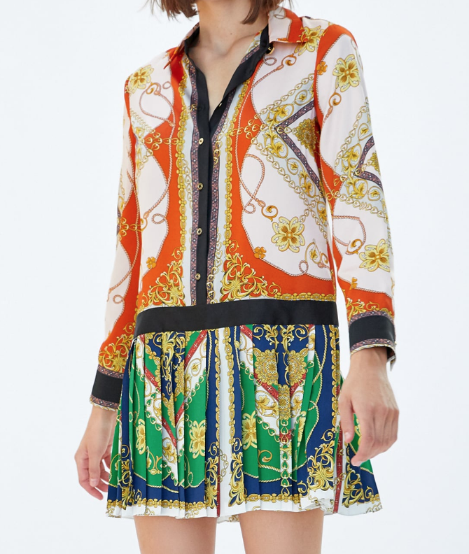 patchwork print dress zara