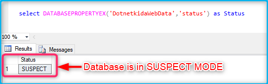 Database in Suspect Mode