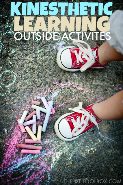 Outdoor kinesthetic learning activities for outdoors. Try these kinesthetic learning activities for outside to help kids who need to move while learning.