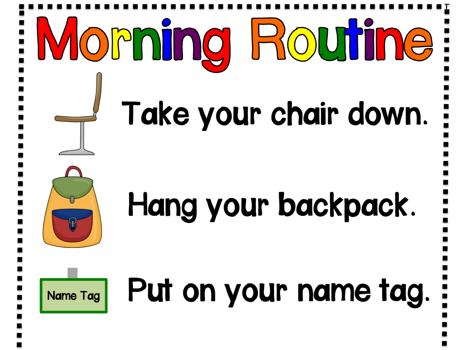 Kindergarten Kids At Play: Classroom Morning Routine Poster Freebie and